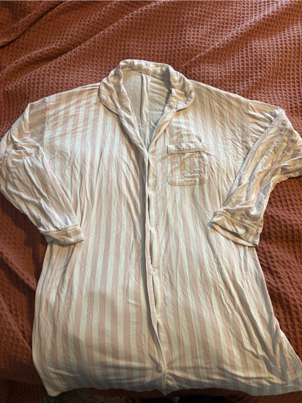 StarsAbove Striped Button-Up Nightgown in Light Pink and White